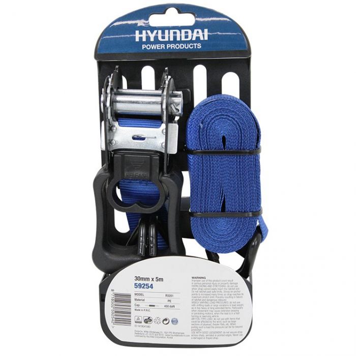 Hyundai spanband met ratel en J-haak 5m x 30 mm Gereedschap Gereedschapdeal